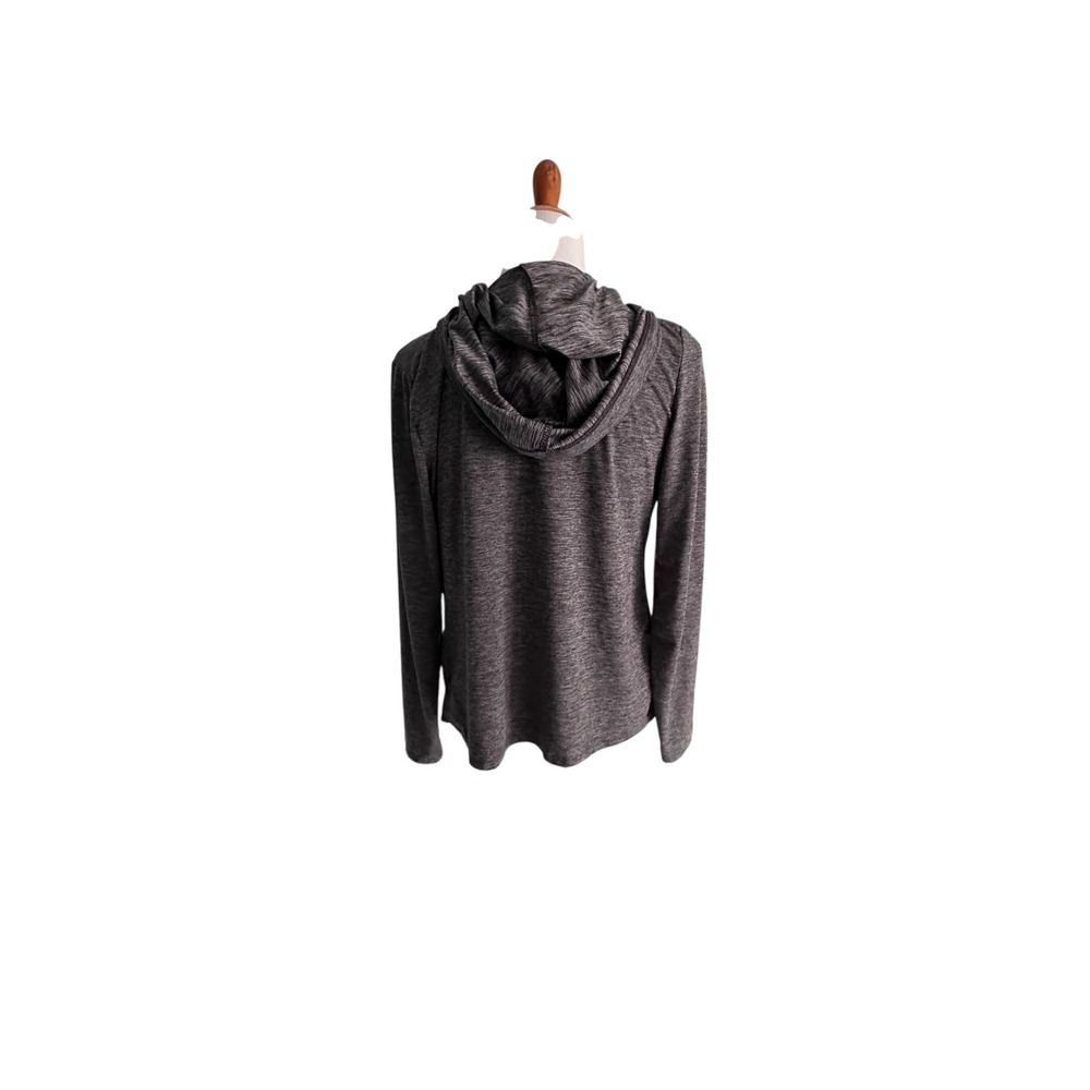 Reebok Womens Gray Space Dye Open Front Hooded Cardigan Size Medium Activewear - Picture 3 of 13